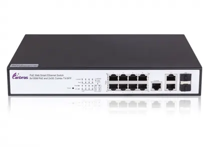 Ethernet-PoE-Switch mit 8x0/100M TX-Ports und 2xGE TX/SFP Combo-Ports