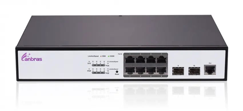 Verwaltet Ethernet-Schalter mit 8 × GE PoE-Ports, 2 × 100/1000M SFP-Ports