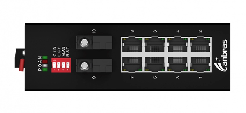 2x1000Base-X, 8x0/100/1000Base-T Industrieller Ethernet-Schalter (PoE optional)