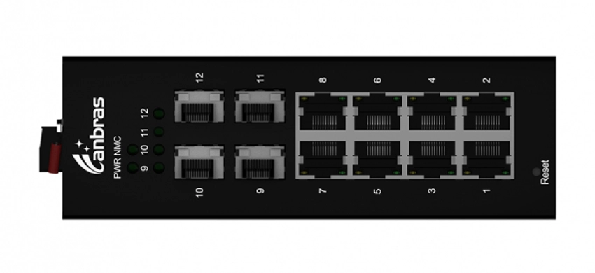 4x1000Base-X, 8x0/100/1000Base-T Industrieller Ethernet-Schalter (PoE optional)