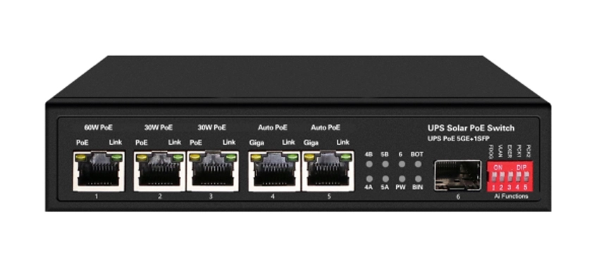 15A UPS Solar PoE Ethernet-Schalter 1GE 60W PoE 2GE 30W PoE 2GE Auto PoE 1GE SFP