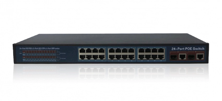 PoE-Schalter 24x0/100M Ethernet-PoE-Anschlüsse mit 2xGigabit-Combo-Häfen