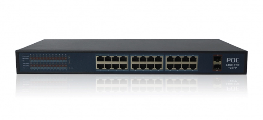 26Port Gigabit PoE Switch mit 24PoE Ports und 2SFP Gigabit Uplink Optische Ports