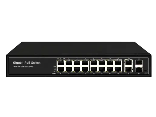 Unmanaged 16GE PoE + 2GE RJ45 +2GE SFP Switch