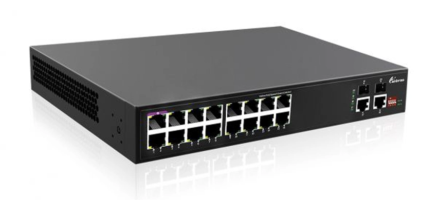 Nicht verwalteter Gigabit 16Port PoE-Schalter, 16x1:0/100/1000M RJ45 mit PoE, 2x1000M SFP 2x1000M RJ45 Uplink