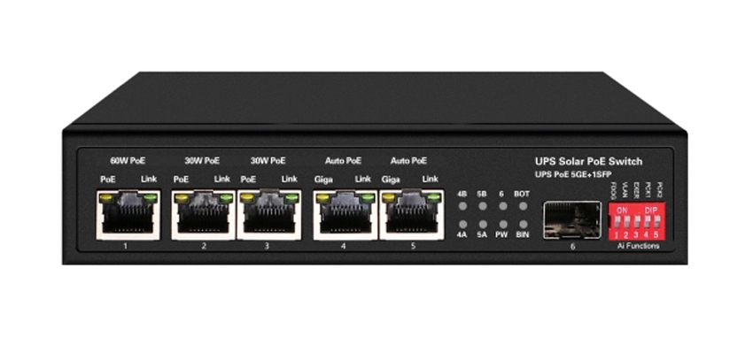 UPS Solar PoE Ethernet-Schalter 1GE 60W PoE 2GE 30W PoE 2GE Auto PoE 1GE SFP