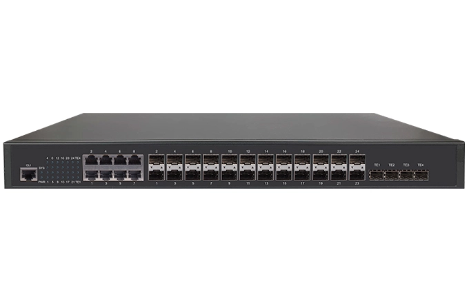L3 Lite Managed Switch 4x10G SFP , 16x1G SFP, 8x1G Combo SFP/RJ45 Redundant Interne Leistung AC100V ~ 240V DC36-72V