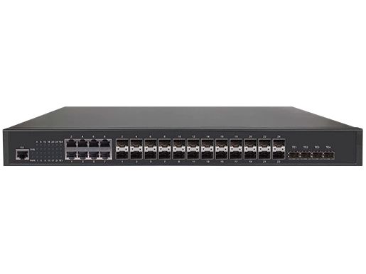 L3 Lite Managed Switch 4x10G SFP , 16x1G SFP, 8x1G Combo SFP/RJ45 Redundant Interne Leistung AC100V ~ 240V DC36-72V