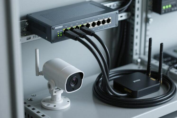 DIN-Schienen schalter mit PoE-Fähigkeiten