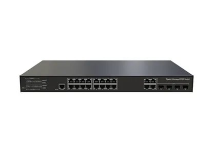 L3 Lite Verwaltet Ethernet PoE-Schalter 16x0/100/1000Base-T PoE , 4xGigabit Combo (RJ45/SFP)