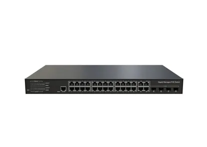 L3 Lite Verwaltet Ethernet PoE-Schalter 24x0/100/1000Base-T PoE , 4xGigabit Combo (RJ45/SFP)