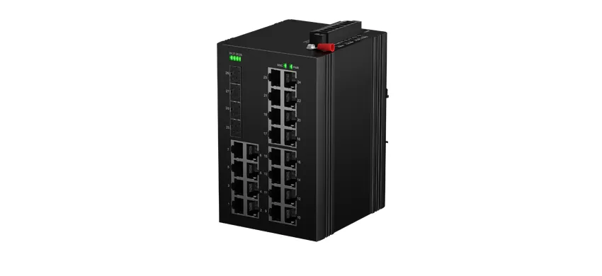 Rack mount Industrieller L2 Managed PoE-Schalter 24x0/100/1000M RJ45 PoE , Uplink 4x10G SFP