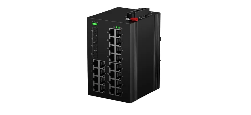 Rack mount Industrieller L2 Managed PoE-Schalter 24x0/100/1000M RJ45 PoE , Uplink 4x10G SFP